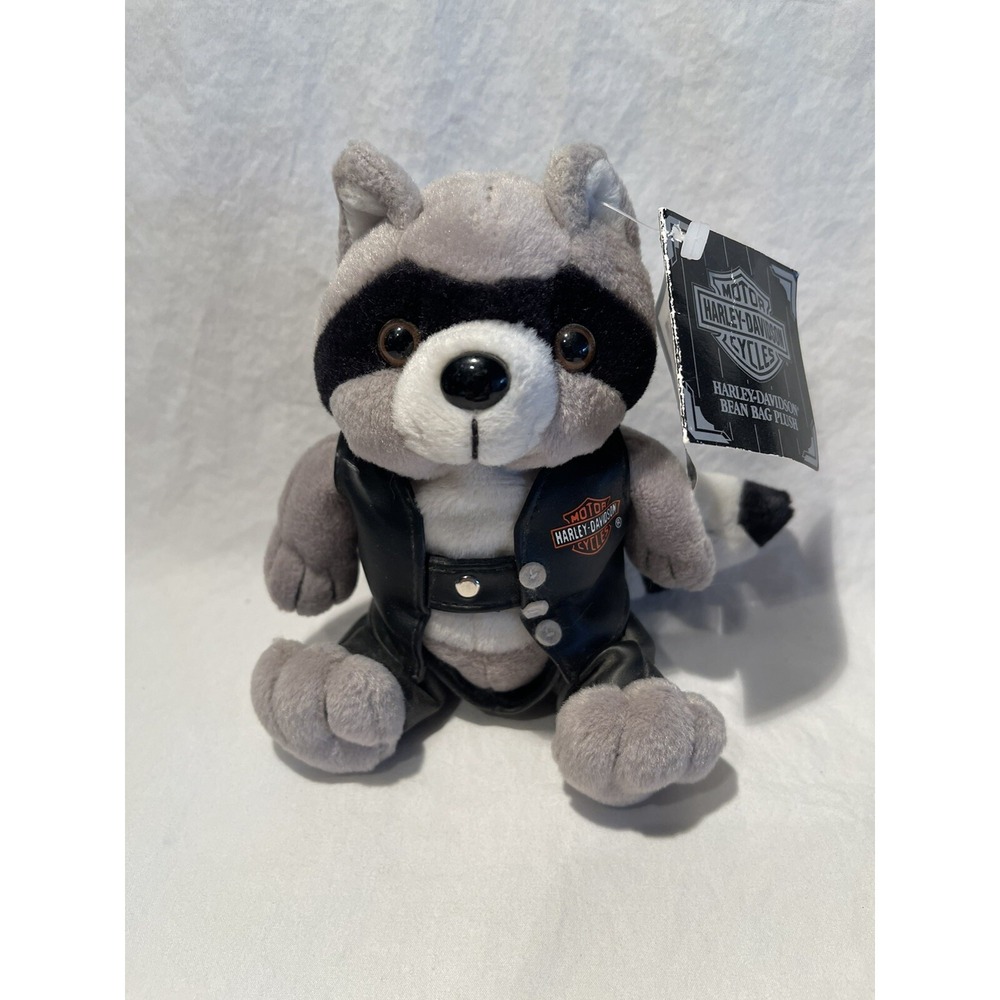 1999 Rocky the Racoon Harley Davidson Bean Bag Plush